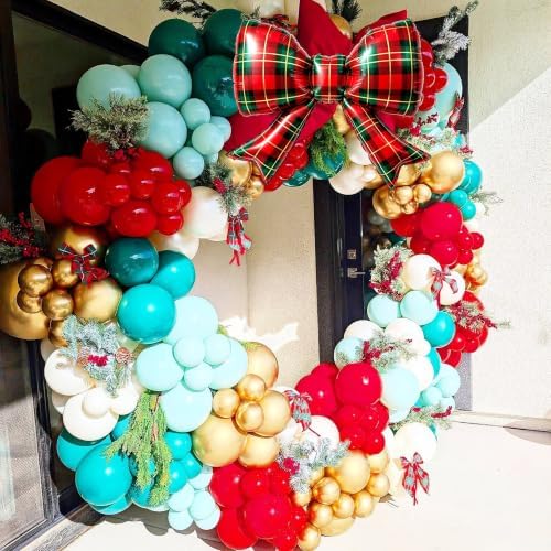 Christmas Balloon Arch Garland Kit for Christmas Party Decorations | 146Pcs Red Green Gold Pearl White Balloons with Foil Bow Balloons for Christmas New Year Candies Xmas Party Decorations - Image 6