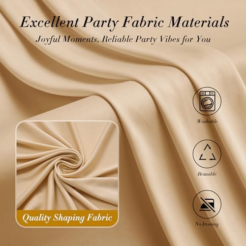 30 ft x 10 ft Wrinkle Free Champagne Backdrop Curtain for Parties, 6 Panels 10ft Polyester Champagne Photo Backdrop Drapes for Graduation Birthday Wedding Party Stage Curtains - Image 5