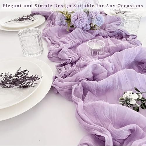 6 Pack Lilac Cheesecloth Table Runner 10FT Rustic Gauze Cheese Cloth Table Runner for Wedding 20 x 120 Inch Long Bridal Baby Shower Table Decor Boho Fabric Sheer Birthday Party Table Decorations - Image 7