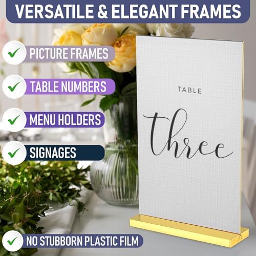 4x6 Luxurious Acrylic Gold Frames, 6 pack, Stunning Photo Displays, Enhance Your Event Ambience with Exquisite Gold Table Number Holders, Showcase Memories in Style with Elegant Golden Sign Holder - Image 6