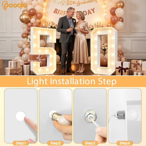 Pooqla 4FT Marquee Numbers, Large Light Up Number 21st Birthday Party Decor - Image 4