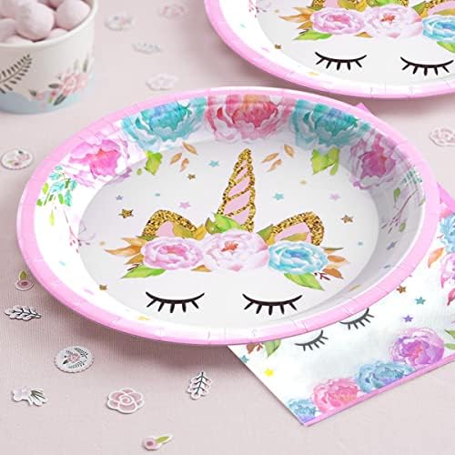 Unicorn Birthday Plates Napkins for Birthday Party, Unicorn Party Decorations for Girls, 96 Pcs Magical Party Supplies - Image 4