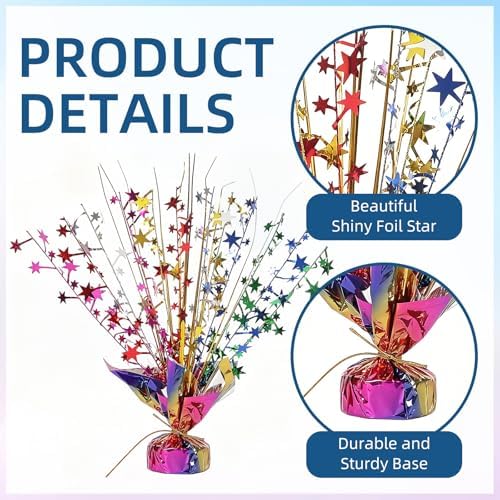 24 Pack Colorful Metallic Foil Spray Centerpiece Star Table Decoration Burst Table Centerpieces for Birthday New Year Wedding Anniversary Graduation Party Supply (Colorful) - Image 4