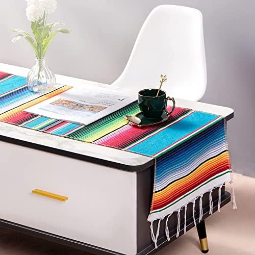 Mexican Table Runner 4 Pack, 14 x 84 in Serape Decor for Cinco de Mayo - Image 2