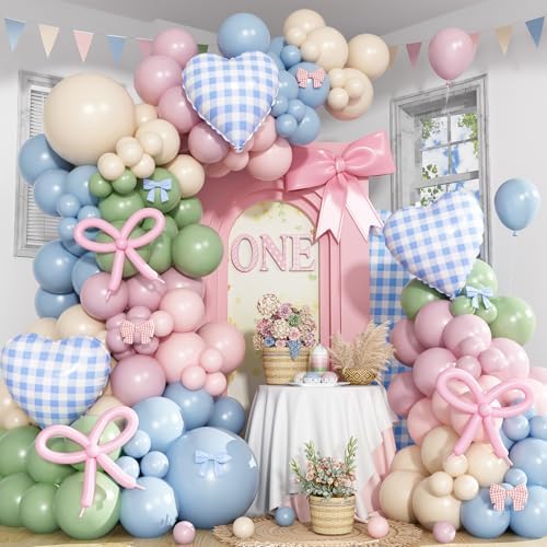 Pink Blue Green Balloon Arch Garland Kit for Wildflower Baby Shower Decor by Paeyeq