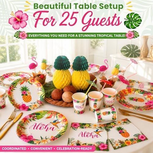 Premium Luau Birthday Party Decorations Set for 25 Guests - Hawaiian Theme - Image 4
