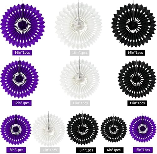BEISHIDA Honeycomb Round Paper Fans Black Purple Hanging Party Decoration - Image 2