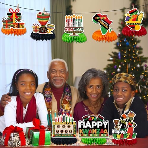 JULMELON 8Pcs Kwanzaa Table Decorations, Honeycomb Centerpiece Toppers - Image 6