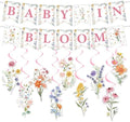 Rngmsi Baby in Bloom Baby Shower Decorations, Floral Banners Hanging Swirls Wildflowers Theme Baby Shower Decor for Girls by RNGMSI