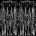 2 Pack Foil Curtain Backdrop Black Metallic Tinsel Foil Fringe Curtains Photo Booth Props for Birthday Wedding Engagement Baby Shower Bachelorette Christmas Holiday Celebration Party Decorations by KEJ