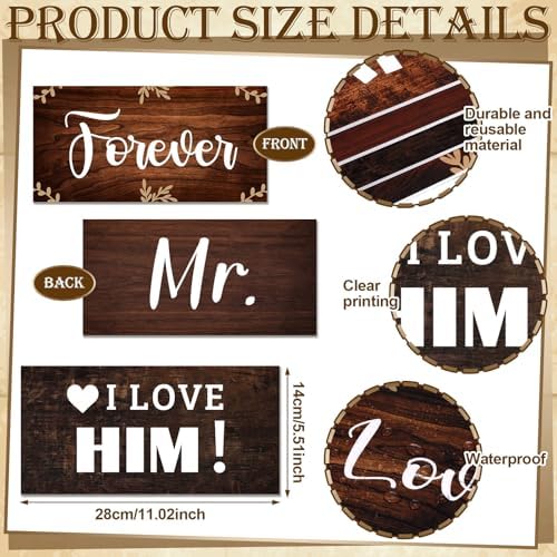 Beeveer 24 Designs Rustic Wedding Photo Booth Props,Double Sided PVC Selfie - Image 3