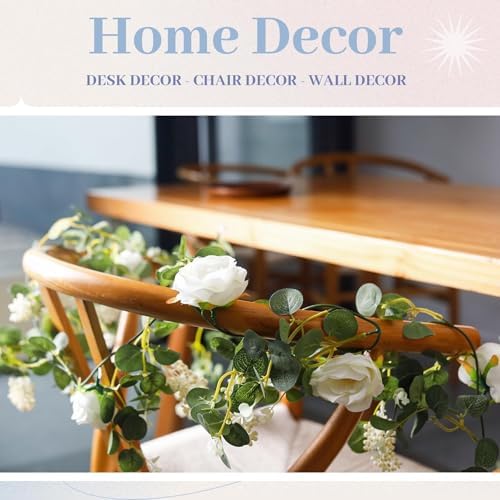 Der Rose 2Pcs 6.5FT Wedding Decor Artificial Flower Eucalyptus Garland - Image 5