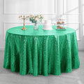 Pufogu 120" Round Grass Green Sequin Tablecloth Glitter White Table Cloths for Birthday Wedding Bridal Baby Shower Party Decorations by Pufogu