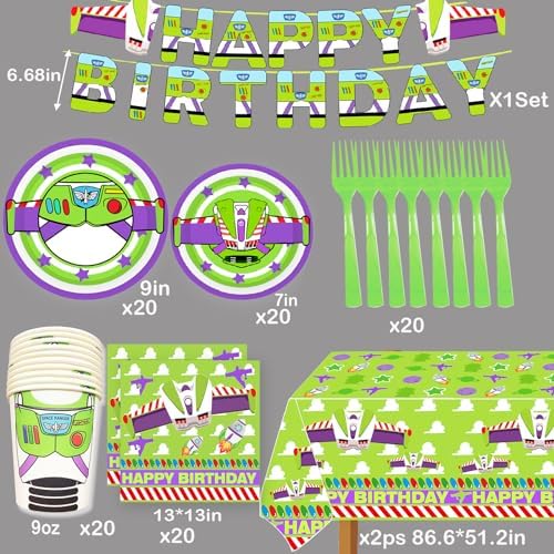 Light inspired Party Decorations Cartoon Story Birthday Party Supplies include Banner Table Cloth Forks Plate Napkins and Cups for Game 1st 2nd 3rd 4th 10th Bday Decor Purple - Image 2