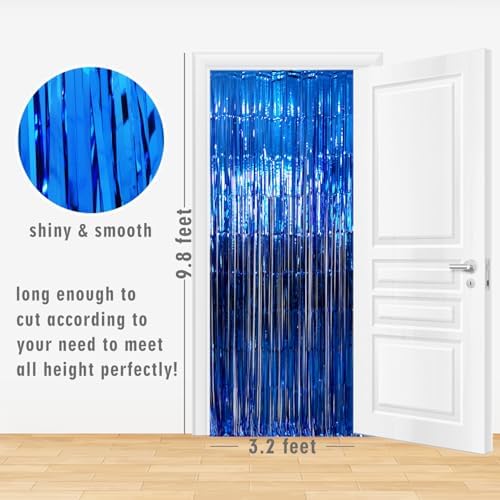 GOER 3.2 ft x 9.8 ft Metallic Tinsel Foil Fringe Curtains Party Photo Backdrop Party Streamers for Birthday,Graduation,New Year Eve Decorations Wedding Decor (Navy Blue,2 pcs) - Image 6