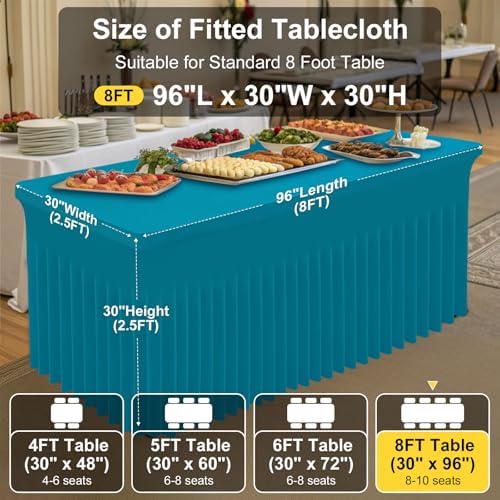Smiry Spandex Elastic Fitted Table Cloth Skirt for 8FT Rectangle Table - Image 4