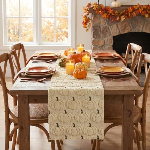 Artoid Mode Beige Soft Faux Fur Fall Table Runner 13x60 Inch - Image 2