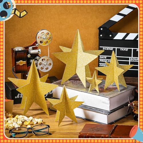 Sinload 45 Piece 3D Gold Star Centerpieces Glitter Theme Party Decorations - Image 3