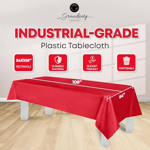 Grandipity Plastic Table Cloth Disposable 12 Pack 54” x 108” Rectangle - Image 2
