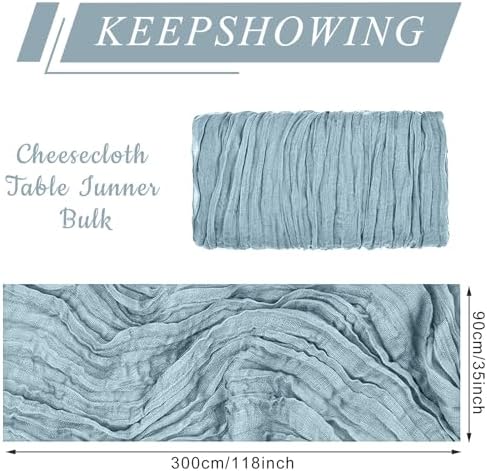 12 Pack Cheesecloth Table Runner, Runner Gauze Boho Wedding Decor Romantic Table Runner for Wedding Birthday Party(35" x 118")(Grayblue) - Image 2