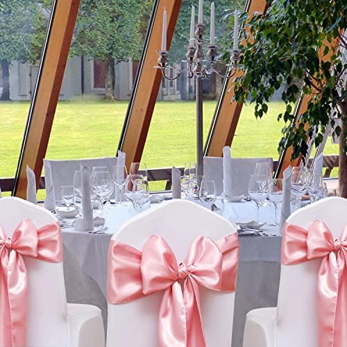 50 Pack Dusty Pink Satin Chair Sashes, 7X108 Inches Chairs Bows for Wedding - Image 2
