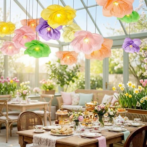 Vihose 6 Pcs Large Flower Paper Lanterns Tea Party Decorations - Image 2