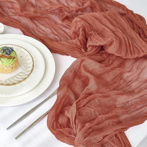 4 Pack Fall Table Runner Terracotta Cheesecloth for Home Thanksgiving Party - Image 2