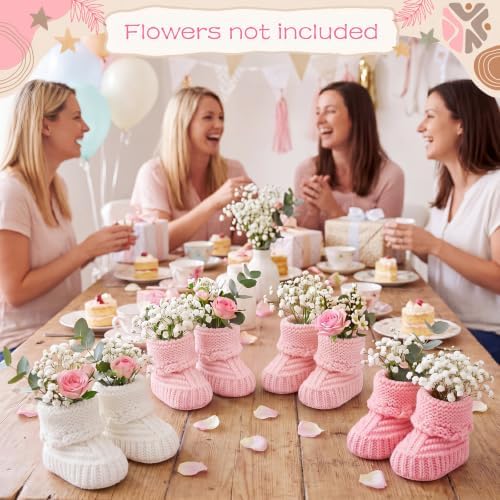 Tranqun 4 Sets Baby Booties Centerpiece No Floral DIY,Classic,Pink Ombr - Image 6