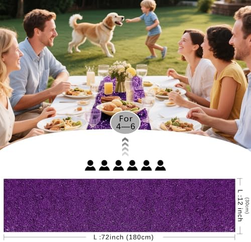 10 Packs 12 x 72 inches Purple Sequin Table Runner - Image 4