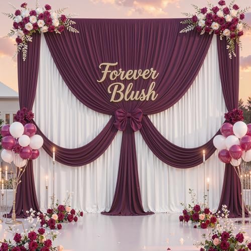 30 ft x 10 ft Wrinkle Free Maroon Backdrop Curtain for Parties, Polyester Burgundy Photo Backdrop Drapes 6 Panels 5x10ft for Baby Shower Wedding Birthday Party Engagement Ceremony Decoration - Image 6