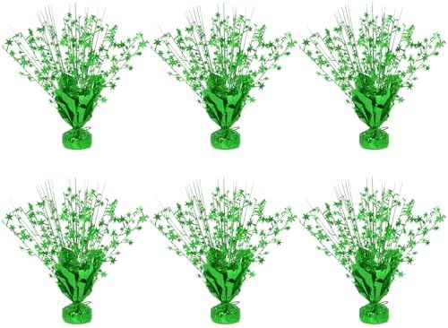 6 Pack Metallic Foil Spary Centerpieces for Tables, Shamrock Green Centerpieces for Tables Decorations, Star Brust Table Centerpieces for Birthday Graduation Wedding Baby Shower Party by Unknown