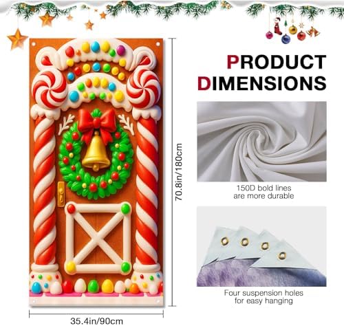 BlissYard Christmas Door Cover Candy Bell 35x71 Inch Polyester - Image 6
