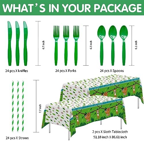 Sloth Birthday Party Supplies, Sloth Party Decorations, Serves 24 - Image 3