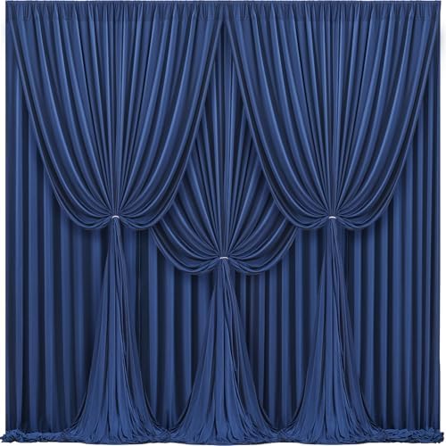 40x10FT Navy Blue Backdrop Curtains for Wedding Parties, Wrinkle Free Polyester Photography Backdrop Drapes for Wedding Baby Shower Birthday Parties Stage Background Stand Decorations 4x10ft,10 Panels by Partisky
