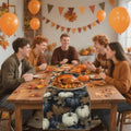 Fall Thanksgiving Table Runner 13x72 Inch by Mode - Pumpkin & Eucalyptus Print, Stylish Home Kitchen Dining Party Decoration by YOPINCO