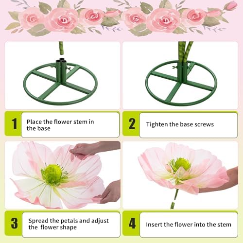 5.6 Ft Tall Large Artificial Silk Flower Green and Pink - Image 5
