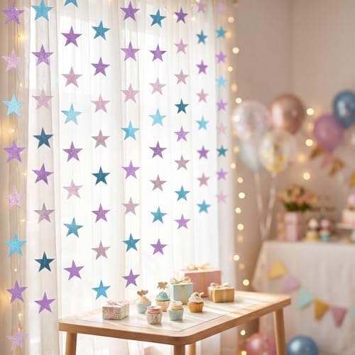 Patelai 130 ft Star Garland Banner Decor,Purple, Pink, Blue - Image 4