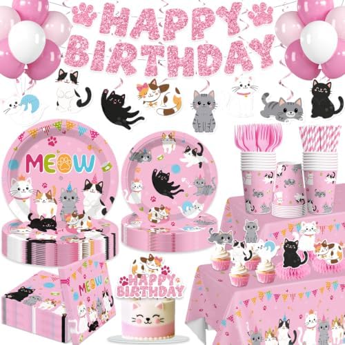 363pcs Cat Birthday Decorations for Cat Fans Serves 50 by Yingoto