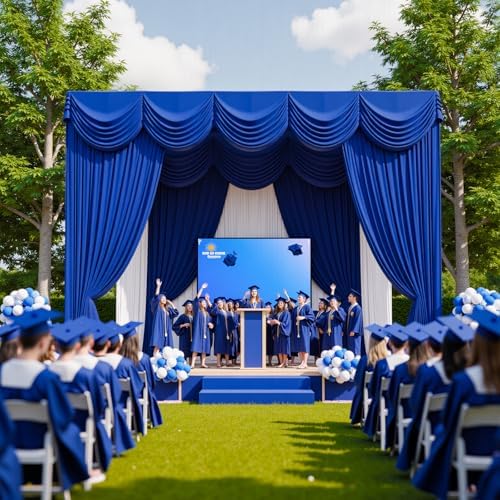Royal Blue Backdrop Curtain - 10x10FT Back Drop Curtains for Parties Wrinkle-Free Soft Polyester Backdrop Wedding Decoration Photoground Backdrop Stain-Resistant for Back Drop Stand, 2 Panels - Image 4