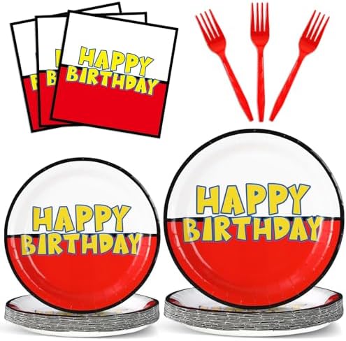 96PCS Cartoon Ball Birthday Plates and Napkins Cartoons Animation Party Supplies Cartoon Animation Disposable Dinnerware Set for Boy Girl Kids Birthday Party Decoration Serve 24 by partygreeting