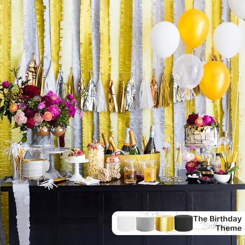 PartyWoo Gold Crepe Paper 4pcs 328 FT Metallic Gold Streamers - Image 3