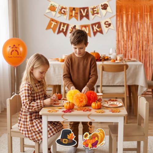 Thanksgiving and Friendsgiving Party Decorations Set, Autumn Fall Harvest Decor Supplies with Festive Banners, Hanging Swirls and Seasonal Ornaments for Home Celebration - Image 6