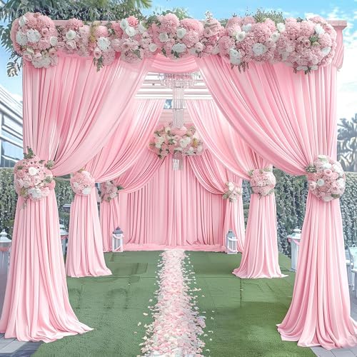 24x10FT Baby Pink Backdrop Curtains for Wedding Parties, Wrinkle Free Polyester Photography Backdrop Drapes for Wedding Baby Shower Birthday Parties Stage Background Stand Decorations 4x10ft,6 Panels - Image 3