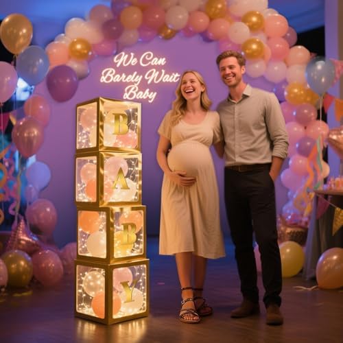 Ledido Baby Boxes with Letters & Fairy Lights for Baby Shower Decorations - Image 6