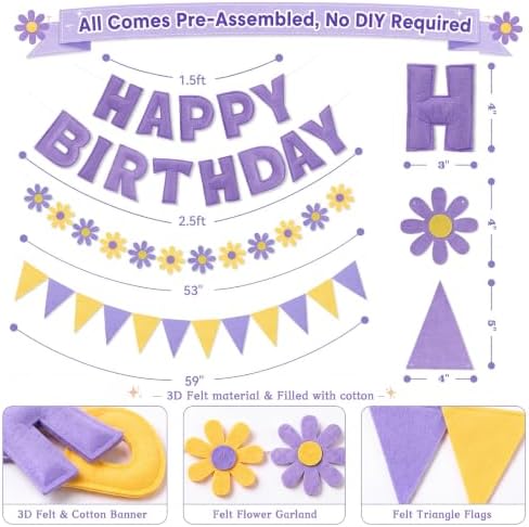 YEOCU Happy Birthday Decorations, No DIY, Pre-Strung 3D Banner - Image 6
