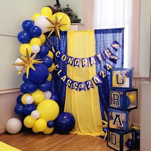Isndare Navy Blue Yellow White Balloons, 12 Inch Navy Yellow Party Dark Yellow Latex Balloons Set for Boys Men Birthday Wedding Baby Shower Graduation Anniversary Decorations Is-02 - Image 3