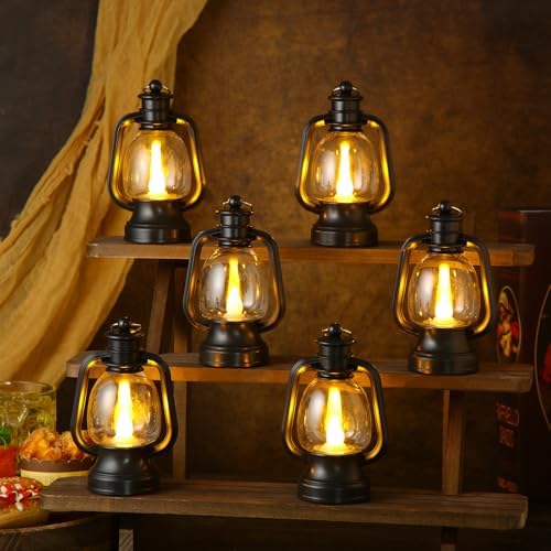 Ferraycle 6 Pcs Mini Lanterns Bulk 6 Inch Black Lamp Table Centerpieces - Image 2