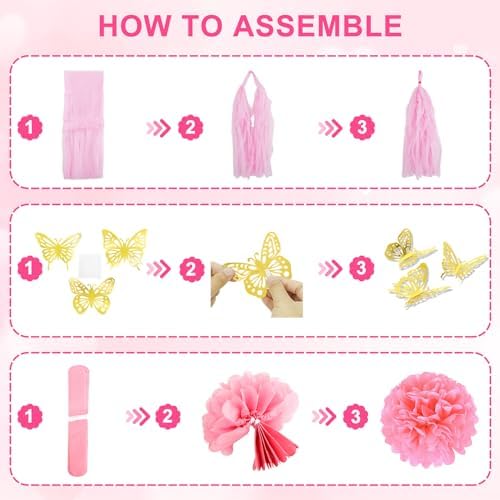 Hot Pink Birthday Party Decorations for Women Girls Happy Birthday Banner - Image 4
