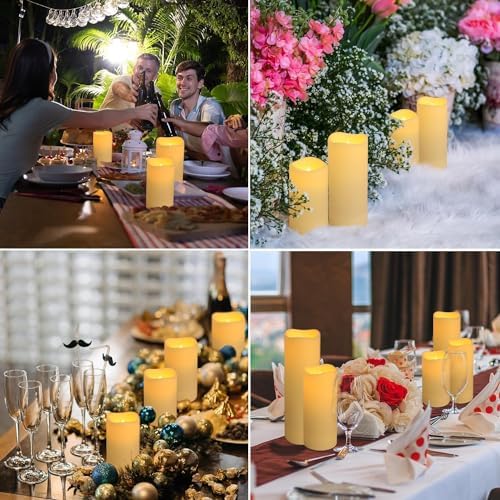 YOROXRG Set of 24 Waterproof Outdoor Flameless Candles, LED Candles with 4 Remote and Timer,(H 4" 5" 6" x D 2.2"),for Halloween Wedding Festiv - Image 3