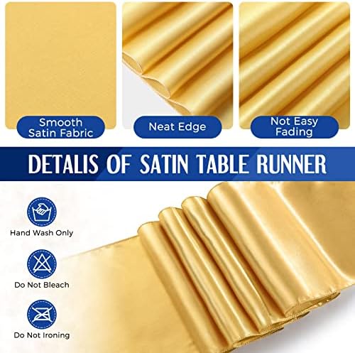 Breling 8 Pack Navy Blue and Gold Tablecloths and Satin Runners Set - Image 4